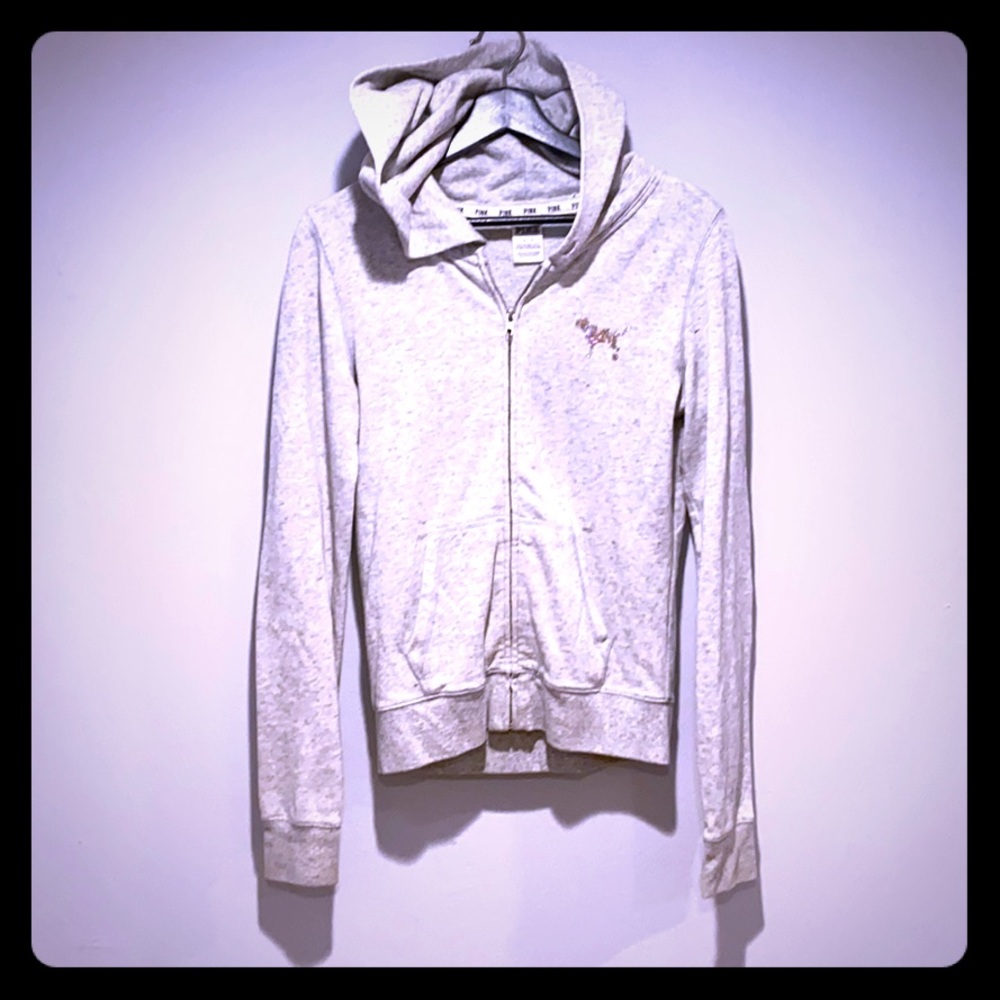 Pink / Gray zip up hoodie / small